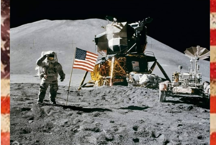 Buzz Aldrin salutes U.S flag on moon