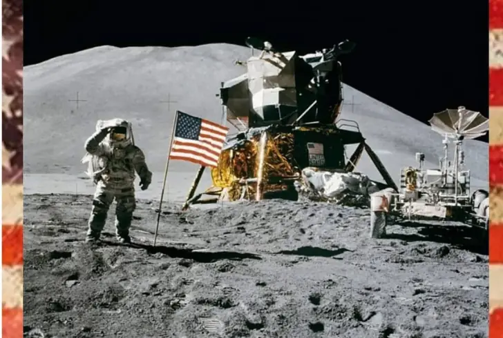 Buzz Aldrin salutes U.S flag on moon