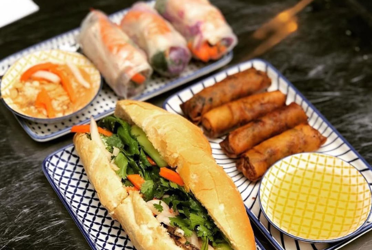 Vietnamese banh mi and spring rolls